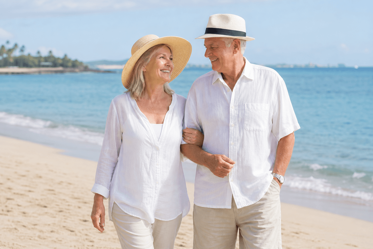 Couple walking together outdoors