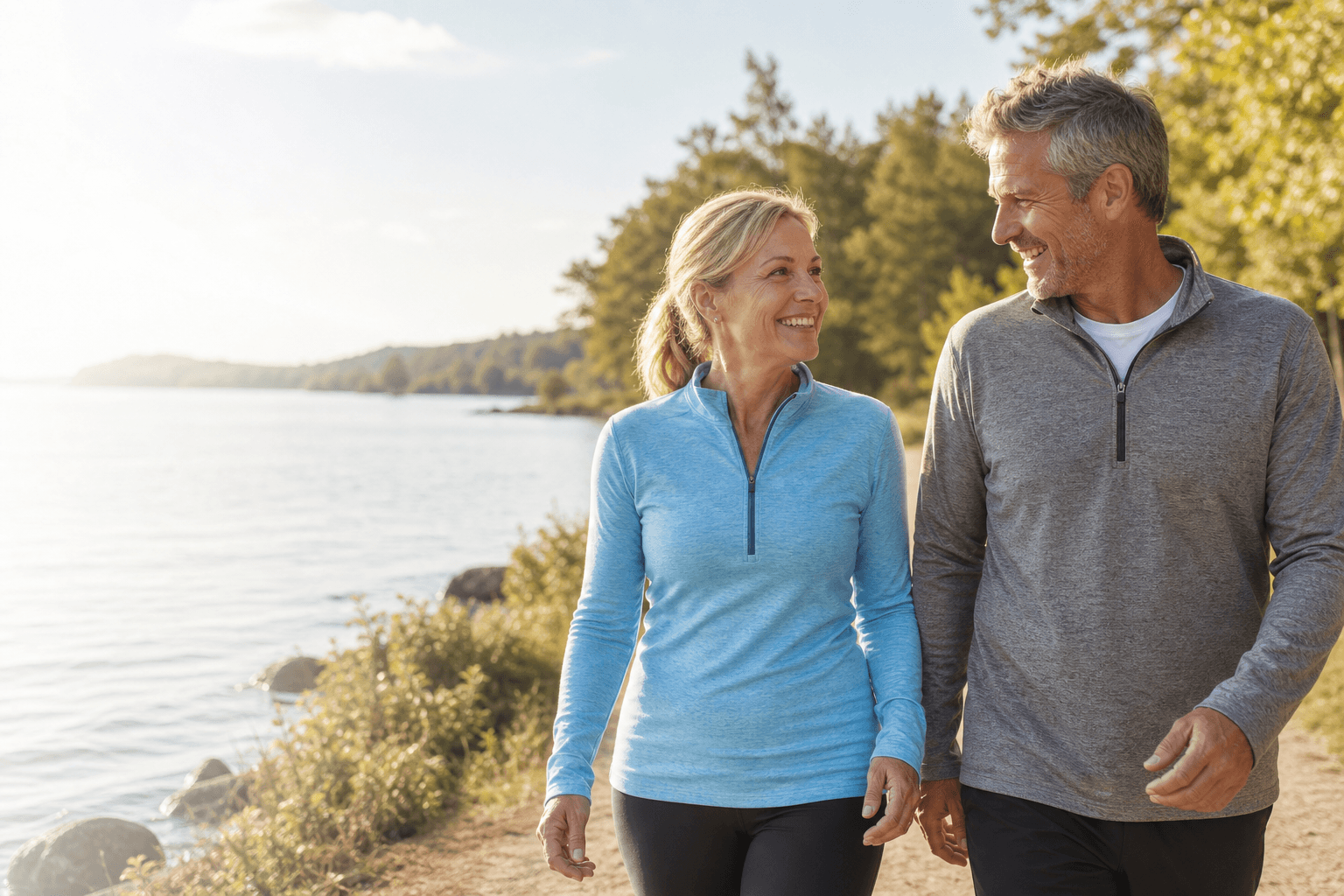 Patient hiking outdoors after recovery
